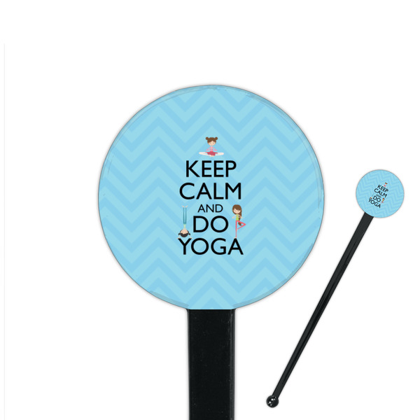 Custom Keep Calm & Do Yoga 7" Round Plastic Stir Sticks - Black - Single Sided