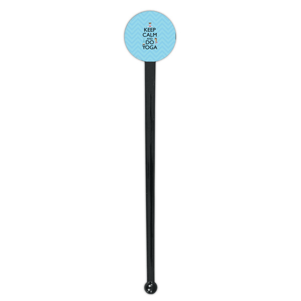 Keep Calm & Do Yoga Black Plastic 7" Stir Stick - Round - Single Stick