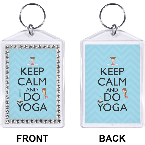 Keep Calm & Do Yoga Bling Keychain (Front + Back)