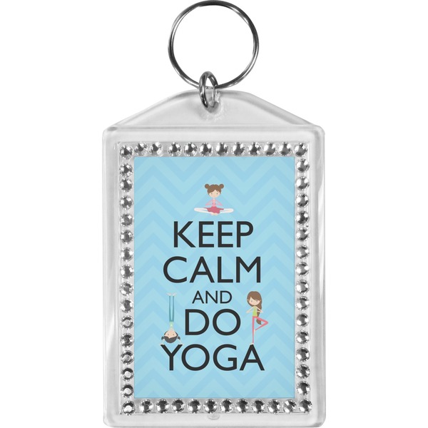 Custom Keep Calm & Do Yoga Bling Keychain