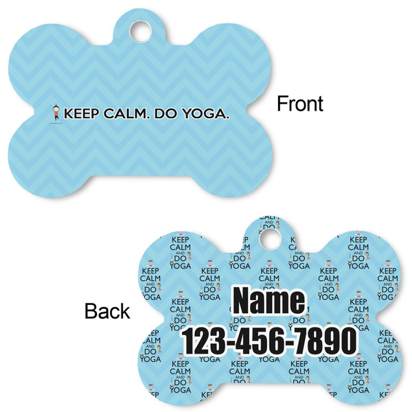 Keep Calm & Do Yoga Bone Shaped Dog ID Tag - Large - Approval