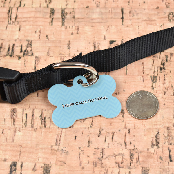 Keep Calm & Do Yoga Bone Shaped Dog ID Tag - Large - In Context