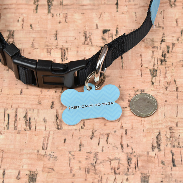 Keep Calm & Do Yoga Bone Shaped Dog ID Tag - Small - In Context