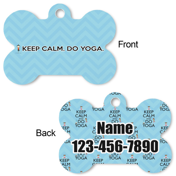 Keep Calm & Do Yoga Bone Shaped Dog Tag - Front & Back