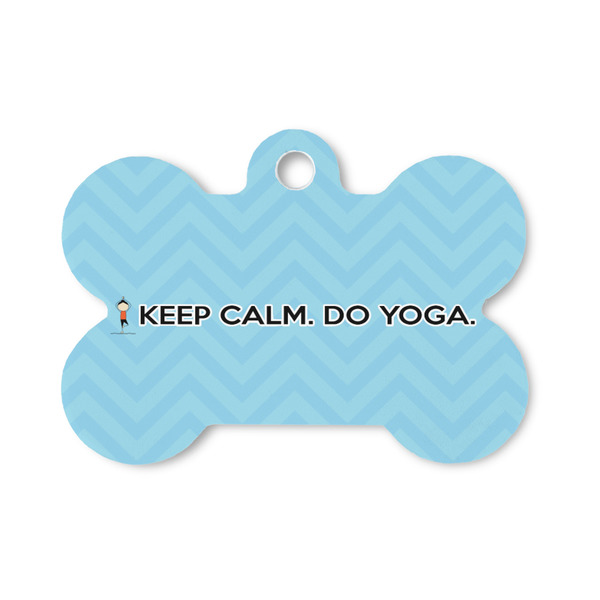 Custom Keep Calm & Do Yoga Bone Shaped Dog ID Tag - Small