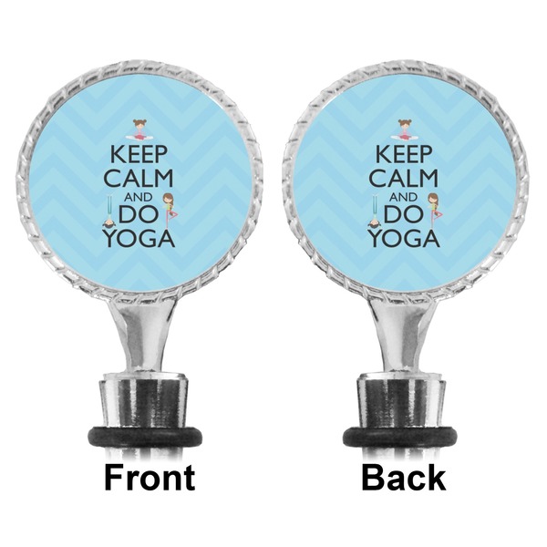 Keep Calm & Do Yoga Bottle Stopper - Front and Back