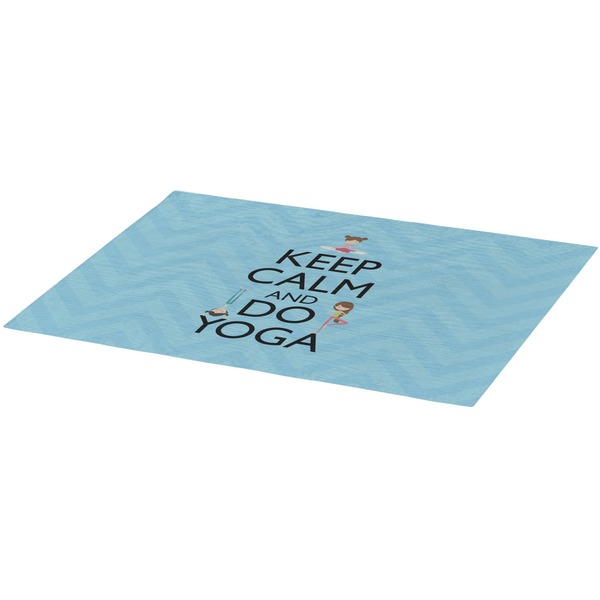 Keep Calm & Do Yoga Burlap Placemat (Angle View)