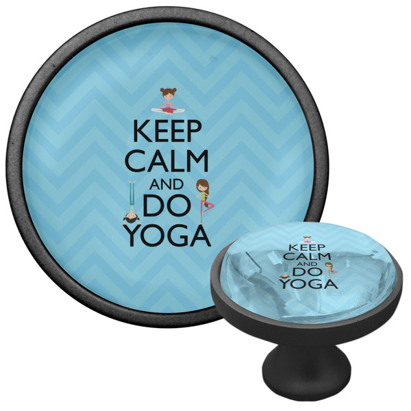 Keep Calm & Do Yoga Cabinet Knob - Black - Multi Angle