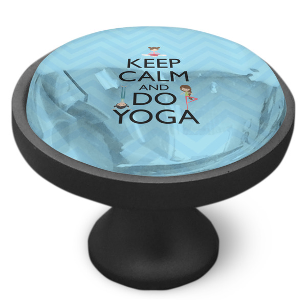 Keep Calm & Do Yoga Cabinet Knob - Black - Side