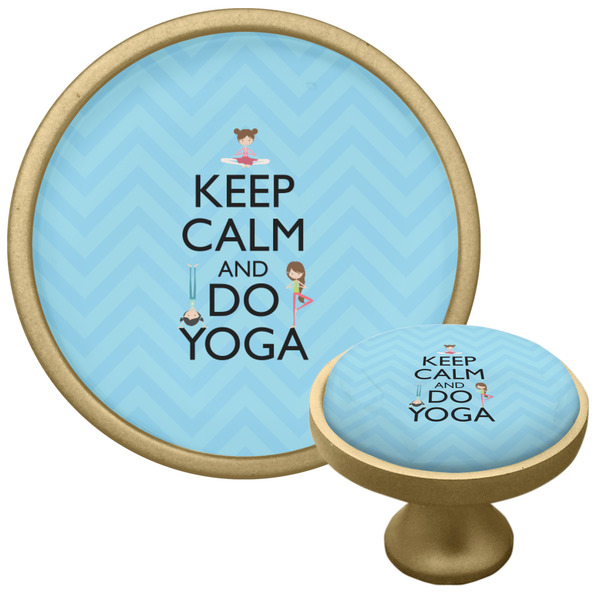 Custom Keep Calm & Do Yoga Cabinet Knob - Gold