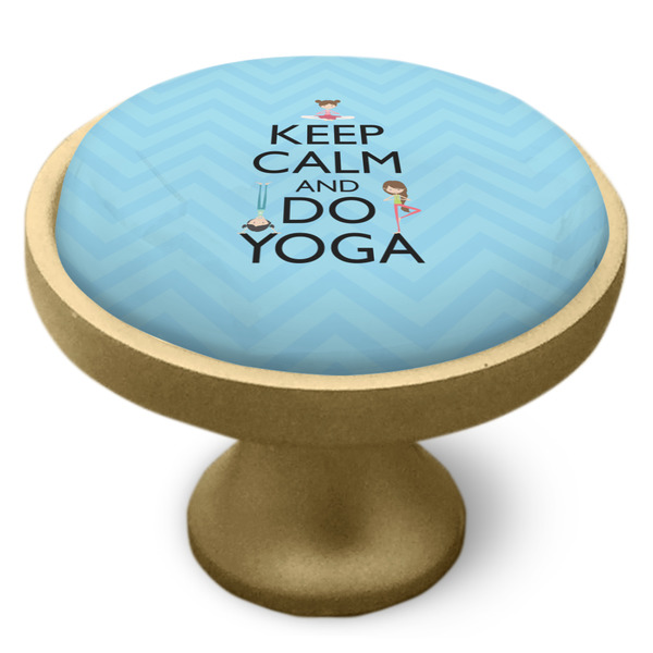 Keep Calm & Do Yoga Cabinet Knob - Gold - Side
