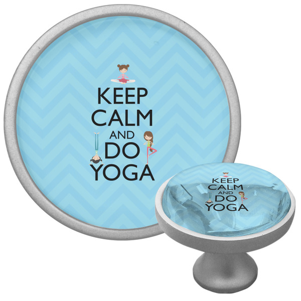 Keep Calm & Do Yoga Cabinet Knob - Nickel - Multi Angle