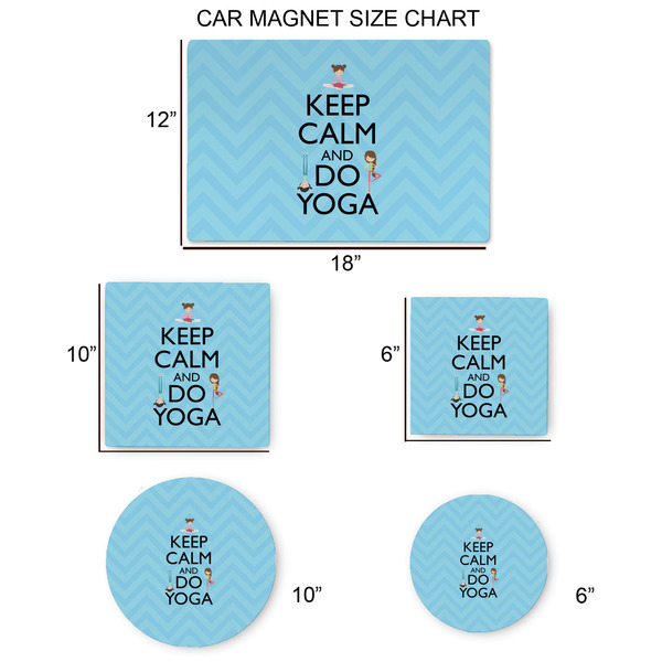 Keep Calm & Do Yoga Car Magnets - SIZE CHART