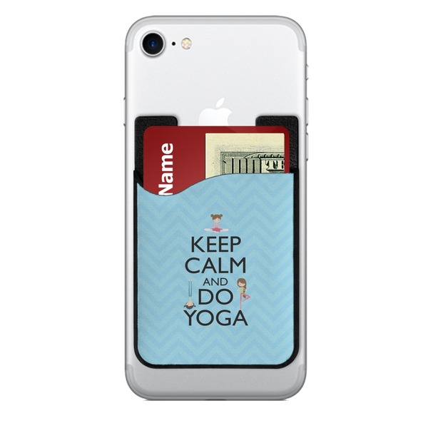 Custom Keep Calm & Do Yoga 2-in-1 Cell Phone Credit Card Holder & Screen Cleaner