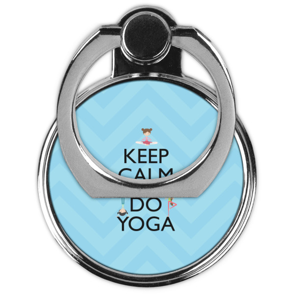 Keep Calm & Do Yoga Cell Phone Ring Stand & Holder - Front (Collapsed)
