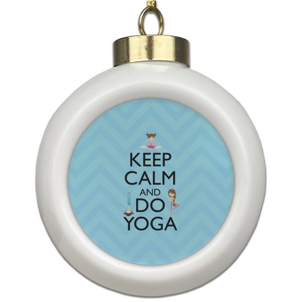 Custom Keep Calm & Do Yoga Ceramic Ball Ornament