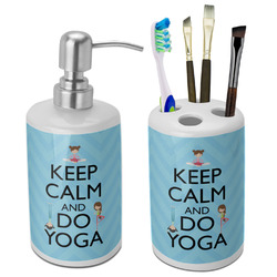 Keep Calm & Do Yoga Ceramic Bathroom Accessories Set