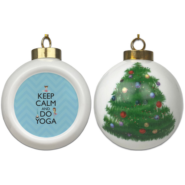 Keep Calm & Do Yoga Ceramic Christmas Ornament - X-Mas Tree (APPROVAL)