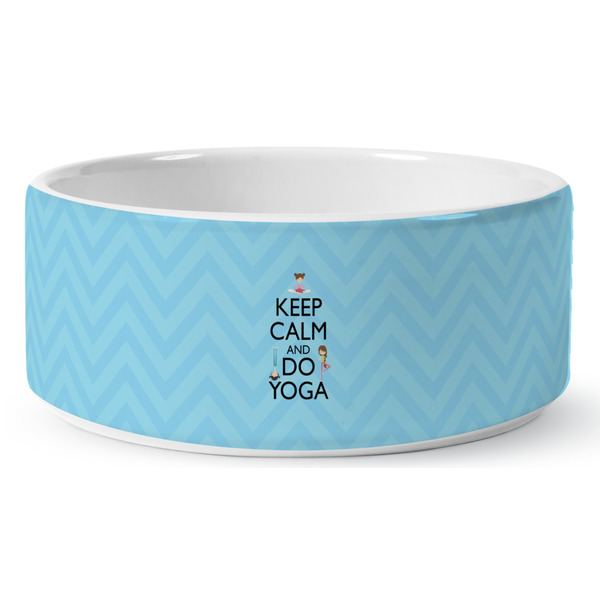 Keep Calm & Do Yoga Ceramic Dog Bowl - Medium - Front