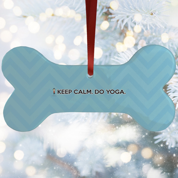 Custom Keep Calm & Do Yoga Ceramic Dog Ornament