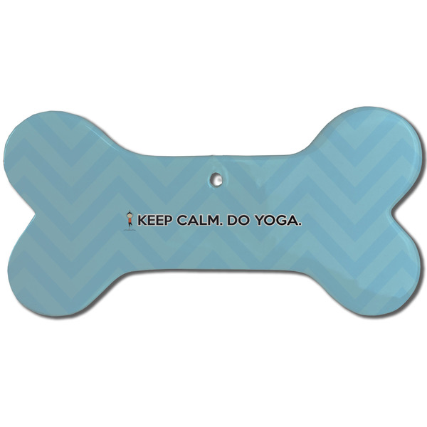 Custom Keep Calm & Do Yoga Ceramic Dog Ornament - Front