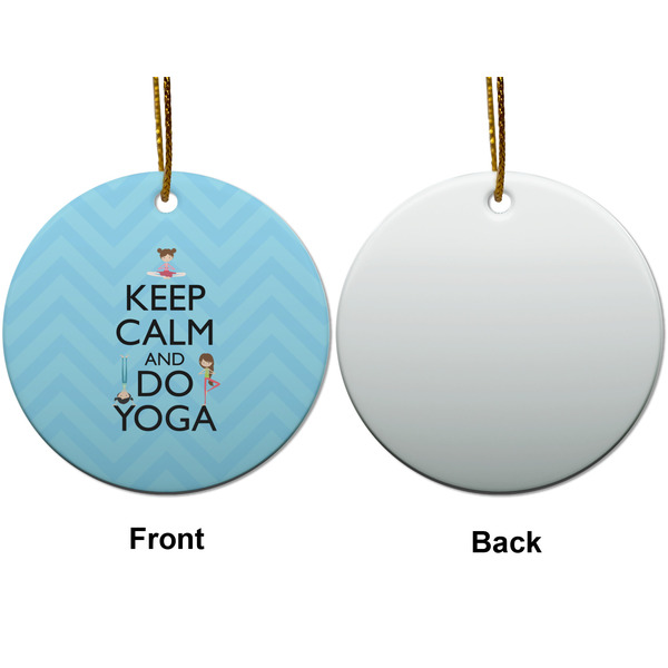 Keep Calm & Do Yoga Ceramic Flat Ornament - Circle Front & Back (APPROVAL)
