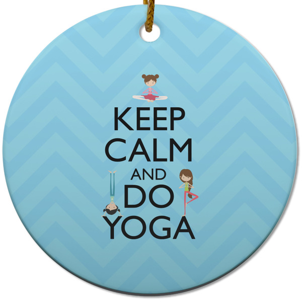 Custom Keep Calm & Do Yoga Round Ceramic Ornament