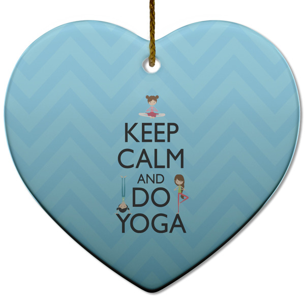 Custom Keep Calm & Do Yoga Heart Ceramic Ornament