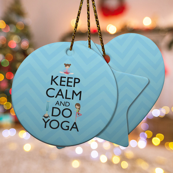 Custom Keep Calm & Do Yoga Ceramic Ornament