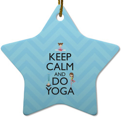 Keep Calm & Do Yoga Star Ceramic Ornament