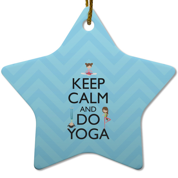 Custom Keep Calm & Do Yoga Star Ceramic Ornament