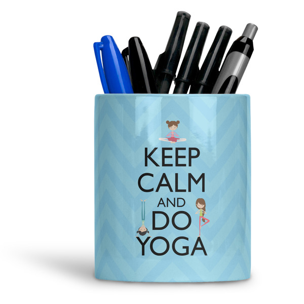 Custom Keep Calm & Do Yoga Ceramic Pen Holder