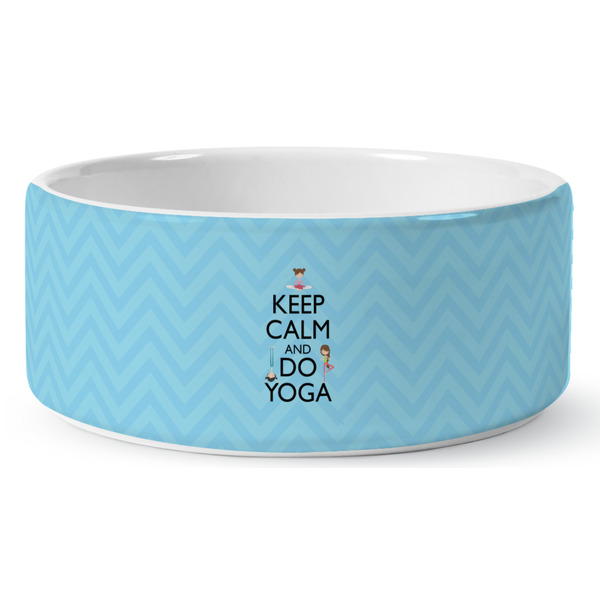 Custom Keep Calm & Do Yoga Ceramic Dog Bowl