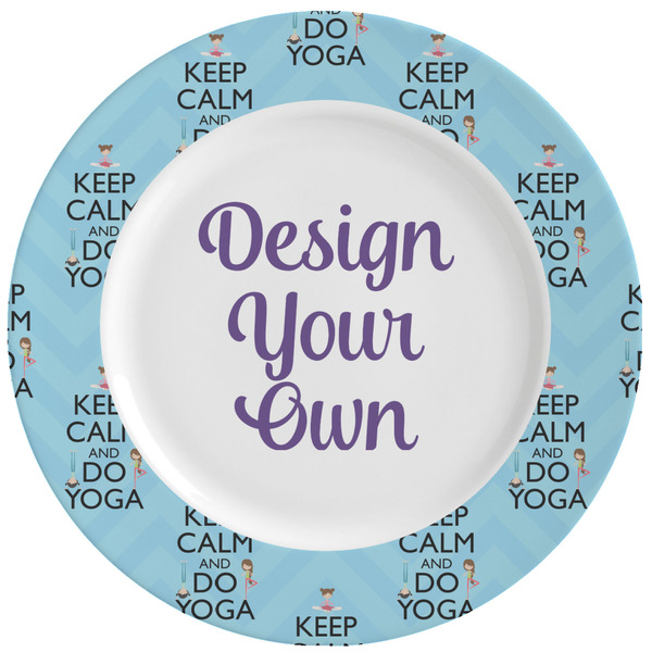 Custom Keep Calm & Do Yoga Ceramic Dinner Plates (Set of 4)