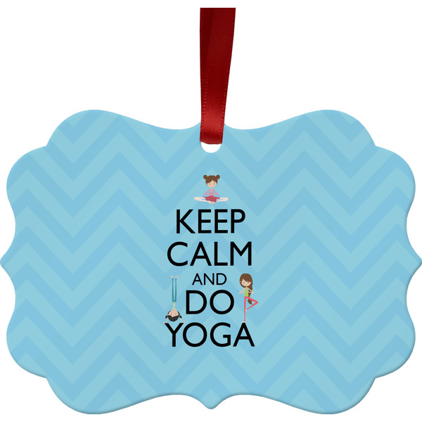 Custom Keep Calm & Do Yoga Metal Frame Ornament - Double Sided