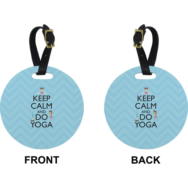 Keep Calm & Do Yoga Circle Luggage Tag (Front + Back)