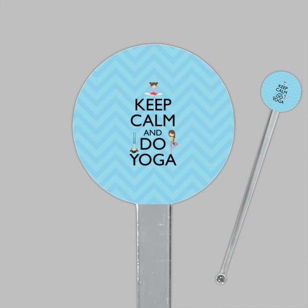 Keep Calm & Do Yoga Clear Plastic 7" Stir Stick - Round - Closeup