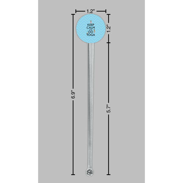 Keep Calm & Do Yoga Clear Plastic 7" Stir Stick - Round - Dimensions