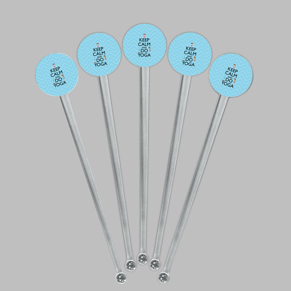 Keep Calm & Do Yoga Clear Plastic 7" Stir Stick - Round - Fan View