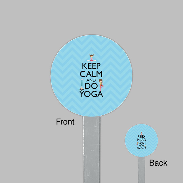Keep Calm & Do Yoga Clear Plastic 7" Stir Stick - Round - Front & Back