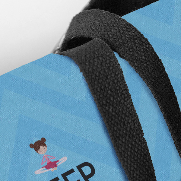 Keep Calm & Do Yoga Closeup of Tote w/Black Handles