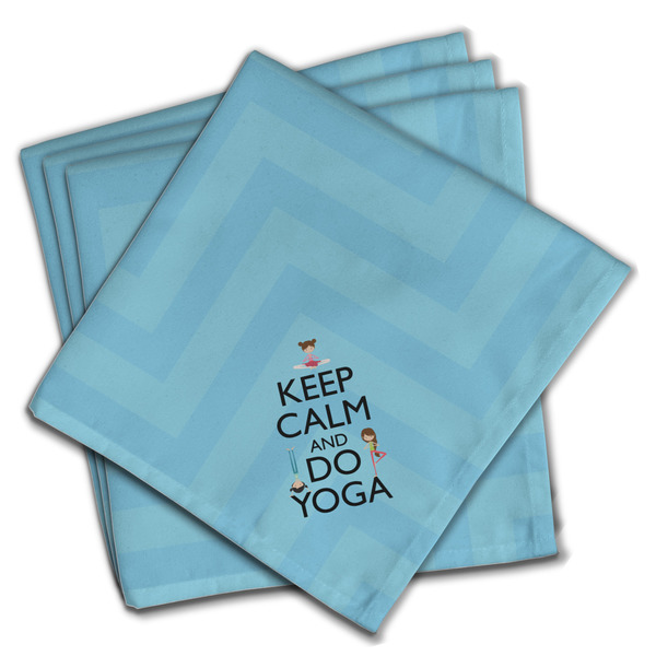 Custom Keep Calm & Do Yoga Cloth Napkins (Set of 4)
