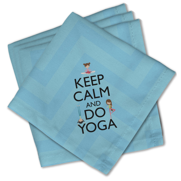 Custom Keep Calm & Do Yoga Cloth Cocktail Napkins - Set of 4