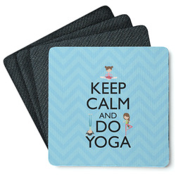 Keep Calm & Do Yoga Square Rubber Backed Coasters - Set of 4