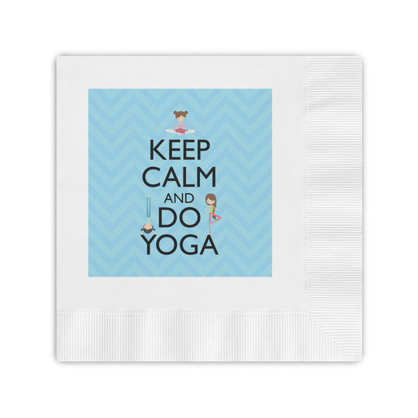 Custom Keep Calm & Do Yoga Coined Cocktail Napkins