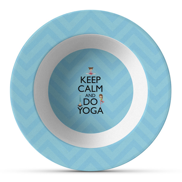 Custom Keep Calm & Do Yoga Plastic Bowl - Microwave Safe - Composite Polymer