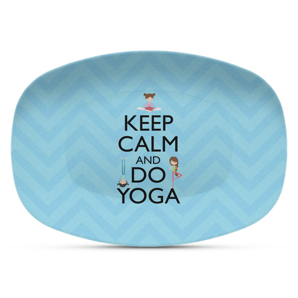 Custom Keep Calm & Do Yoga Plastic Platter - Microwave & Oven Safe Composite Polymer
