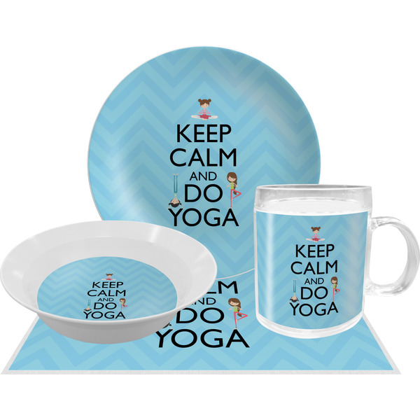 Custom Keep Calm & Do Yoga Dinner Set - Single 4 Pc Setting
