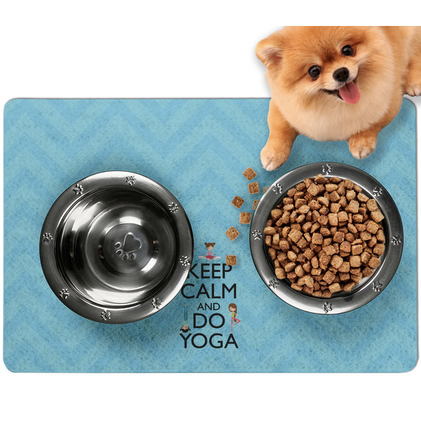 Custom Keep Calm & Do Yoga Dog Food Mat - Small