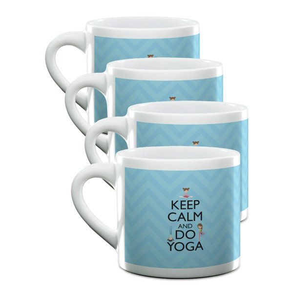 Custom Keep Calm & Do Yoga Double Shot Espresso Cups - Set of 4